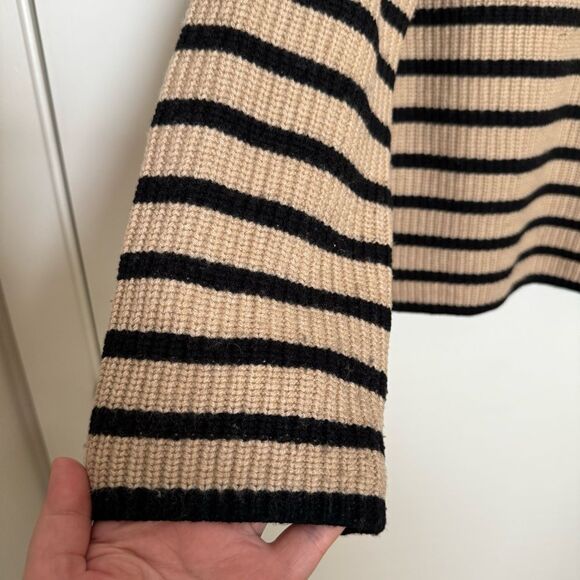 Rails Claudia Camel Ebony Stripe Sweater Womens Sz S Oversized Knit Mock Neck - Picture 5 of 13